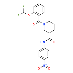 ChemSpider 2D Image | 1-[2-(Difluoromethoxy)benzoyl]-N-(4-nitrophenyl)-3-piperidinecarboxamide | C20H19F2N3O5