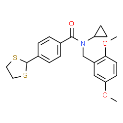 ChemSpider 2D Image | N-Cyclopropyl-N-(2,5-dimethoxybenzyl)-4-(1,3-dithiolan-2-yl)benzamide | C22H25NO3S2