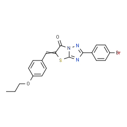 ChemSpider 2D Image | 2-(4-Bromophenyl)-5-(4-propoxybenzylidene)[1,3]thiazolo[3,2-b][1,2,4]triazol-6(5H)-one | C20H16BrN3O2S