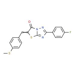 ChemSpider 2D Image | 2-(4-Fluorophenyl)-5-[4-(methylsulfanyl)benzylidene][1,3]thiazolo[3,2-b][1,2,4]triazol-6(5H)-one | C18H12FN3OS2