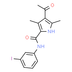 ChemSpider 2D Image | 4-Acetyl-N-(3-iodophenyl)-3,5-dimethyl-1H-pyrrole-2-carboxamide | C15H15IN2O2