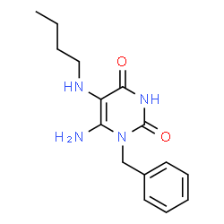ChemSpider 2D Image | 6-Amino-1-benzyl-5-butylamino-1H-pyrimidine-2,4-dione | C15H20N4O2