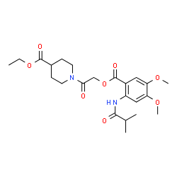 ChemSpider 2D Image | Ethyl 1-({[2-(isobutyrylamino)-4,5-dimethoxybenzoyl]oxy}acetyl)-4-piperidinecarboxylate | C23H32N2O8
