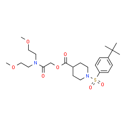 ChemSpider 2D Image | 2-[Bis(2-methoxyethyl)amino]-2-oxoethyl 1-{[4-(2-methyl-2-propanyl)phenyl]sulfonyl}-4-piperidinecarboxylate | C24H38N2O7S