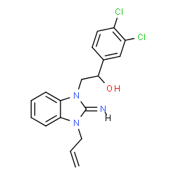 ChemSpider 2D Image | 2-[(2E)-3-Allyl-2-imino-2,3-dihydro-1H-benzimidazol-1-yl]-1-(3,4-dichlorophenyl)ethanol | C18H17Cl2N3O
