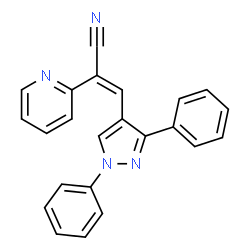 ChemSpider 2D Image | (2E)-3-(1,3-Diphenyl-1H-pyrazol-4-yl)-2-(2-pyridinyl)acrylonitrile | C23H16N4