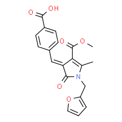 ChemSpider 2D Image | 4-{(E)-[1-(2-Furylmethyl)-4-(methoxycarbonyl)-5-methyl-2-oxo-1,2-dihydro-3H-pyrrol-3-ylidene]methyl}benzoic acid | C20H17NO6