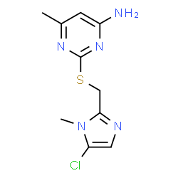 ChemSpider 2D Image | 2-{[(5-Chloro-1-methyl-1H-imidazol-2-yl)methyl]sulfanyl}-6-methyl-4-pyrimidinamine | C10H12ClN5S