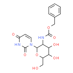 ChemSpider 2D Image | 1-(2-{[(Benzyloxy)carbonyl]amino}-2-deoxyhexopyranosyl)-2,4(1H,3H)-pyrimidinedione | C18H21N3O8