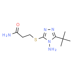 ChemSpider 2D Image | 3-{[4-Amino-5-(2-methyl-2-propanyl)-4H-1,2,4-triazol-3-yl]sulfanyl}propanamide | C9H17N5OS