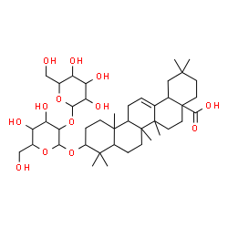 ChemSpider 2D Image | 3-[(2-O-Hexopyranosylhexopyranosyl)oxy]olean-12-en-28-oic acid | C42H68O13