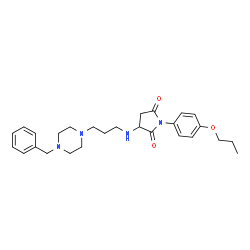 ChemSpider 2D Image | 3-{[3-(4-Benzyl-1-piperazinyl)propyl]amino}-1-(4-propoxyphenyl)-2,5-pyrrolidinedione | C27H36N4O3