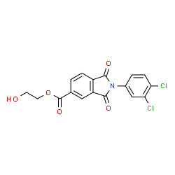 ChemSpider 2D Image | 2-Hydroxyethyl 2-(3,4-dichlorophenyl)-1,3-dioxo-5-isoindolinecarboxylate | C17H11Cl2NO5