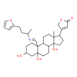 ChemSpider 2D Image | (19E)-19-{[4-(2-Furyl)-2-butanyl]imino}-3,5,14-trihydroxycard-20(22)-enolide | C31H43NO6