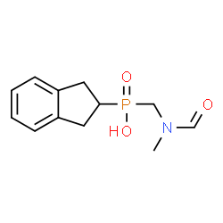 ChemSpider 2D Image | 2,3-Dihydro-1H-inden-2-yl{[formyl(methyl)amino]methyl}phosphinic acid | C12H16NO3P