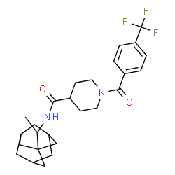 ChemSpider 2D Image | N-[1-(Adamantan-1-yl)ethyl]-1-[4-(trifluoromethyl)benzoyl]-4-piperidinecarboxamide | C26H33F3N2O2