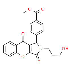 ChemSpider 2D Image | Methyl 4-[2-(3-hydroxypropyl)-3,9-dioxo-1,2,3,9-tetrahydrochromeno[2,3-c]pyrrol-1-yl]benzoate | C22H19NO6