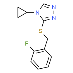 ChemSpider 2D Image | 4-Cyclopropyl-3-[(2-fluorobenzyl)sulfanyl]-4H-1,2,4-triazole | C12H12FN3S