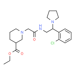 ChemSpider 2D Image | Ethyl 1-(2-{[2-(2-chlorophenyl)-2-(1-pyrrolidinyl)ethyl]amino}-2-oxoethyl)-3-piperidinecarboxylate | C22H32ClN3O3