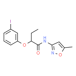 ChemSpider 2D Image | 2-(3-Iodophenoxy)-N-(5-methyl-1,2-oxazol-3-yl)butanamide | C14H15IN2O3