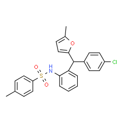 ChemSpider 2D Image | N-{2-[(4-Chlorophenyl)(5-methyl-2-furyl)methyl]phenyl}-4-methylbenzenesulfonamide | C25H22ClNO3S