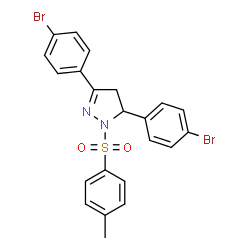 ChemSpider 2D Image | 3,5-Bis(4-bromophenyl)-1-[(4-methylphenyl)sulfonyl]-4,5-dihydro-1H-pyrazole | C22H18Br2N2O2S