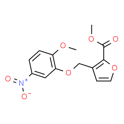 ChemSpider 2D Image | Methyl 3-[(2-methoxy-5-nitrophenoxy)methyl]-2-furoate | C14H13NO7