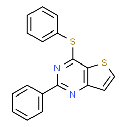 ChemSpider 2D Image | 2-Phenyl-4-(phenylsulfanyl)thieno[3,2-d]pyrimidine | C18H12N2S2
