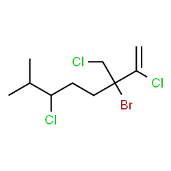 ChemSpider 2D Image | 3-Bromo-2,6-dichloro-3-(chloromethyl)-7-methyl-1-octene | C10H16BrCl3