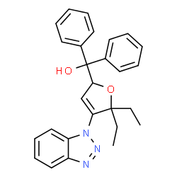 ChemSpider 2D Image | [4-(1H-Benzotriazol-1-yl)-5,5-diethyl-2,5-dihydro-2-furanyl](diphenyl)methanol | C27H27N3O2