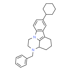ChemSpider 2D Image | 3-Benzyl-8-cyclohexyl-2,3,3a,4,5,6-hexahydro-1H-pyrazino[3,2,1-jk]carbazole | C27H32N2
