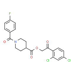 ChemSpider 2D Image | 2-(2,4-Dichlorophenyl)-2-oxoethyl 1-(4-fluorobenzoyl)-4-piperidinecarboxylate | C21H18Cl2FNO4