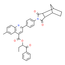 ChemSpider 2D Image | 1-Oxo-1-phenyl-2-butanyl 2-[4-(3,5-dioxo-4-azatricyclo[5.2.1.0~2,6~]dec-4-yl)phenyl]-6-methyl-4-quinolinecarboxylate | C36H32N2O5