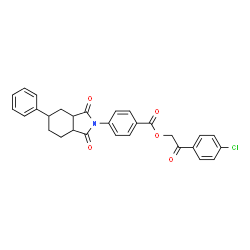 ChemSpider 2D Image | 2-(4-Chlorophenyl)-2-oxoethyl 4-(1,3-dioxo-5-phenyloctahydro-2H-isoindol-2-yl)benzoate | C29H24ClNO5