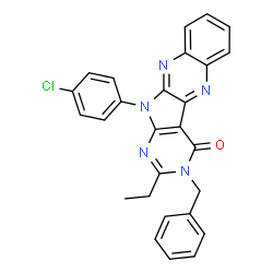 ChemSpider 2D Image | 3-Benzyl-11-(4-chlorophenyl)-2-ethyl-3,11-dihydro-4H-pyrimido[5',4':4,5]pyrrolo[2,3-b]quinoxalin-4-one | C27H20ClN5O