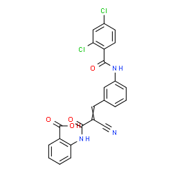 ChemSpider 2D Image | 2-[(2-Cyano-3-{3-[(2,4-dichlorobenzoyl)amino]phenyl}acryloyl)amino]benzoic acid | C24H15Cl2N3O4