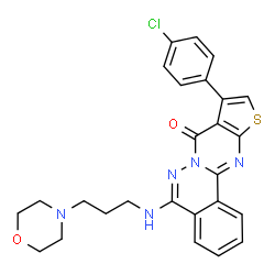 ChemSpider 2D Image | 9-(4-Chlorophenyl)-5-{[3-(4-morpholinyl)propyl]amino}-8H-thieno[2',3':4,5]pyrimido[2,1-a]phthalazin-8-one | C26H24ClN5O2S