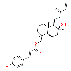ChemSpider 2D Image | [(4aS,5R,6S,8aR)-6-Hydroxy-1,4a,6-trimethyl-5-(3-methylene-4-penten-1-yl)decahydro-1-naphthalenyl]methyl (2E)-3-(4-hydroxyphenyl)acrylate | C29H40O4