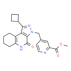 ChemSpider 2D Image | Methyl 4-((1-cyclobutyl-4-oxo-4,5,6,7,8,9-hexahydro-3H-pyrazolo[3,4-c]quinolin-3-yl)methyl)picolinate | C22H24N4O3