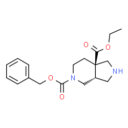 ChemSpider 2D Image | 5-Benzyl 7a-ethyl (3aR,7aR)-hexahydro-1H-pyrrolo[3,4-c]pyridine-5,7a-dicarboxylate | C18H24N2O4