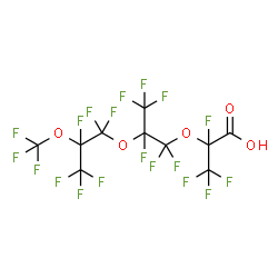 ChemSpider 2D Image | 2,3,3,3-Tetrafluoro-2-{1,1,2,3,3,3-hexafluoro-2-[1,1,2,3,3,3-hexafluoro-2-(trifluoromethoxy)propoxy]propoxy}propanoic acid | C10HF19O5