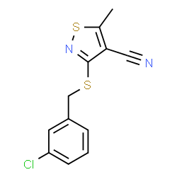ChemSpider 2D Image | 3-[(3-Chlorobenzyl)sulfanyl]-5-methyl-1,2-thiazole-4-carbonitrile | C12H9ClN2S2