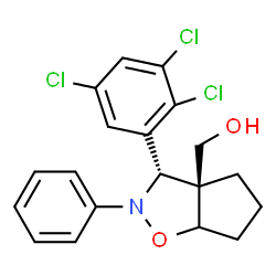 ChemSpider 2D Image | [(3S,3aS)-2-Phenyl-3-(2,3,5-trichlorophenyl)hexahydro-3aH-cyclopenta[d][1,2]oxazol-3a-yl]methanol | C19H18Cl3NO2