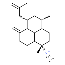 ChemSpider 2D Image | (1S,4S,6S)-1-Isocyano-1,4-dimethyl-7-methylene-6-(2-methyl-2-propen-1-yl)dodecahydro-1H-phenalene | C21H31N