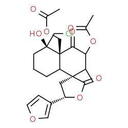 ChemSpider 2D Image | [(3S,4a'S,5S,5'R)-3'-Acetoxy-5'-(chloromethyl)-5-(3-furyl)-5'-hydroxy-2'-methyl-2,4'-dioxooctahydro-2'H-spiro[furan-3,1'-naphthalen]-4a'(5'H)-yl]methyl acetate | C24H29ClO9