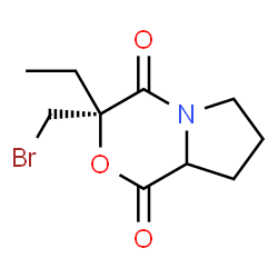 ChemSpider 2D Image | (3S)-3-(Bromomethyl)-3-ethyltetrahydro-1H-pyrrolo[2,1-c][1,4]oxazine-1,4(3H)-dione | C10H14BrNO3