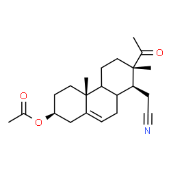 ChemSpider 2D Image | (2S,4aR,7S,8S)-7-Acetyl-8-(cyanomethyl)-4a,7-dimethyl-1,2,3,4,4a,4b,5,6,7,8,8a,9-dodecahydro-2-phenanthrenyl acetate | C22H31NO3