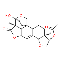 ChemSpider 2D Image | (1S,5R,6S,15R,16S)-16-Hydroxy-5,15-dimethyl-14-oxo-8,13,17-trioxahexacyclo[14.2.2.1~1,12~.0~2,10~.0~5,9~.0~15,21~]henicos-10-en-6-yl acetate | C22H28O7