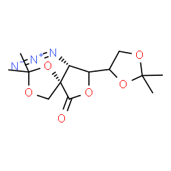 ChemSpider 2D Image | (5S,9R)-9-Azido-8-(2,2-dimethyl-1,3-dioxolan-4-yl)-2,2-dimethyl-1,3,7-trioxaspiro[4.4]nonan-6-one | C13H19N3O6