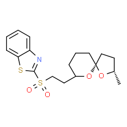 ChemSpider 2D Image | 2-({2-[(2S,5R)-2-Methyl-1,6-dioxaspiro[4.5]dec-7-yl]ethyl}sulfonyl)-1,3-benzothiazole | C18H23NO4S2